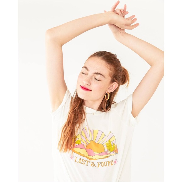 BAN.DO White Purple Orange Green Southwest Lost & Found Sunshine Graphic T Shirt - Picture 11 of 11